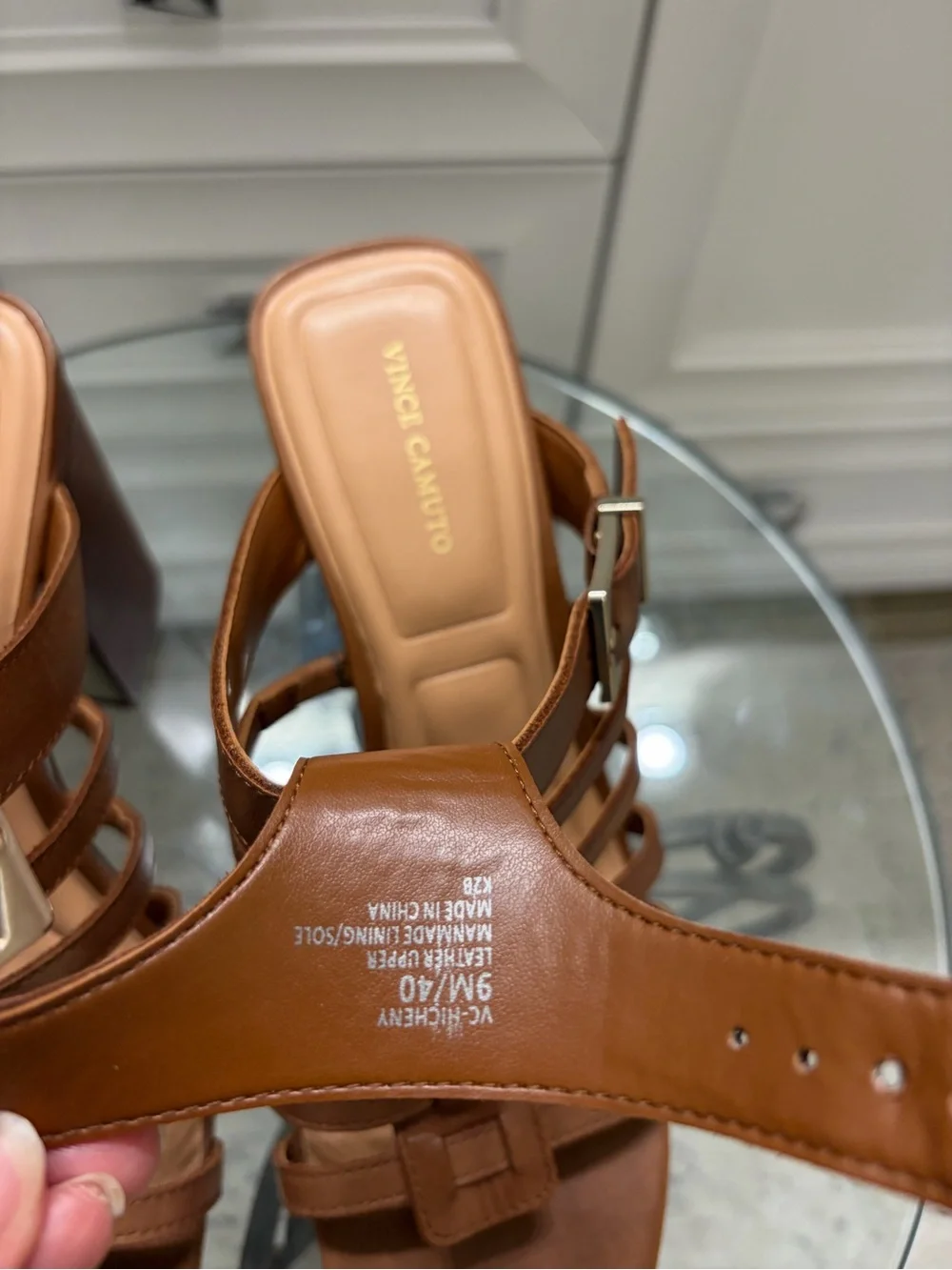 Vince Camuto Hicheny Gladiator Sandals Cinnamon Bark Size 9M Block Heel